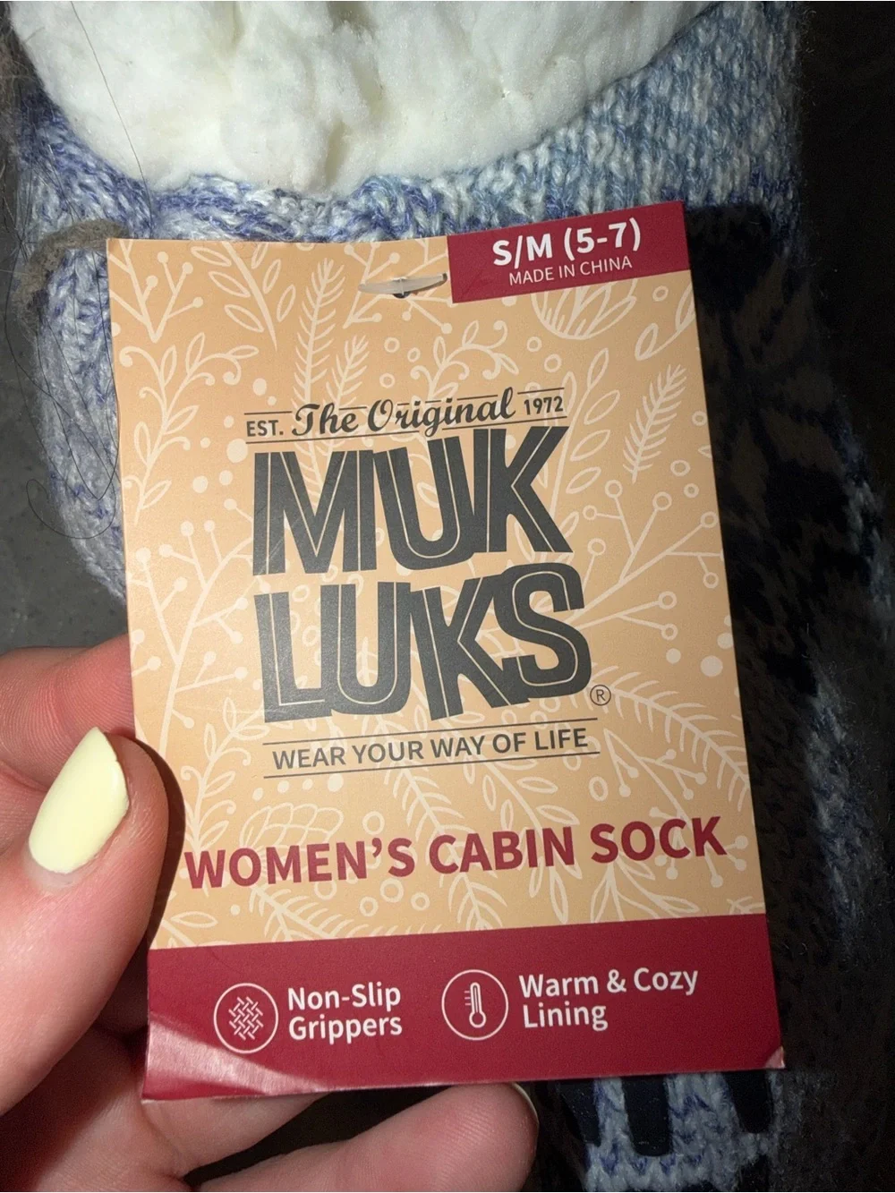 Muk Luks Blue and White Snowflake Cabin Socks